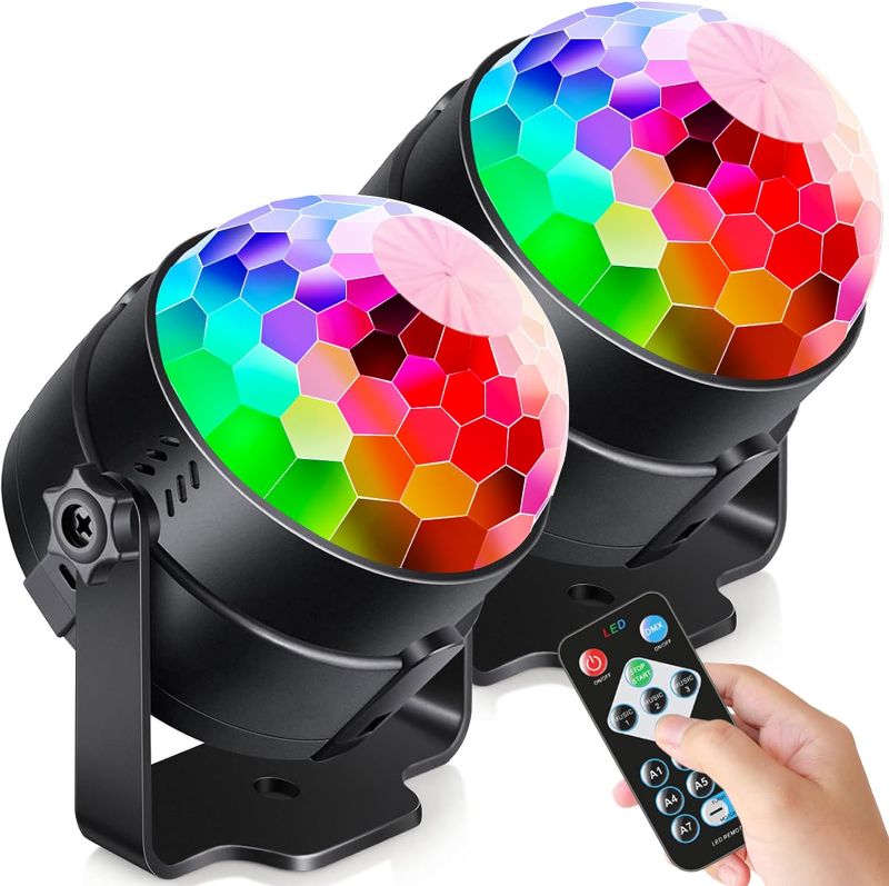 Photo 1 of Luditek [2-Pack] Sound Activated Party Lights with Remote Control Dj Lighting, Disco Ball Light, Strobe Light Stage Lamp for Home Room Dance Parties
