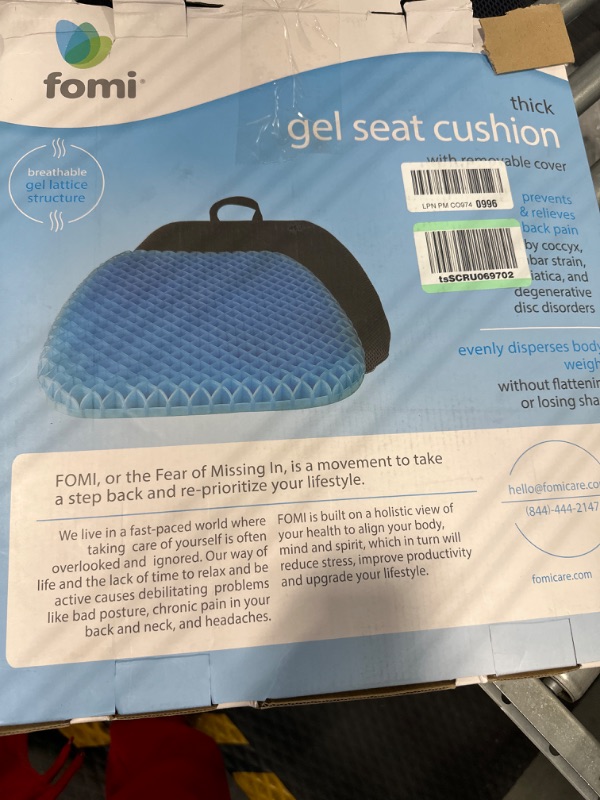 Photo 2 of FOMI Thick Premium All Gel Orthopedic Seat Cushion | (16.5" x 18") | Large Comfortable Pad for Car, Office Chair, Wheelchair, or Home | Pressure Sore Relief, Prevents Sweaty Bottom | Durable, Portable