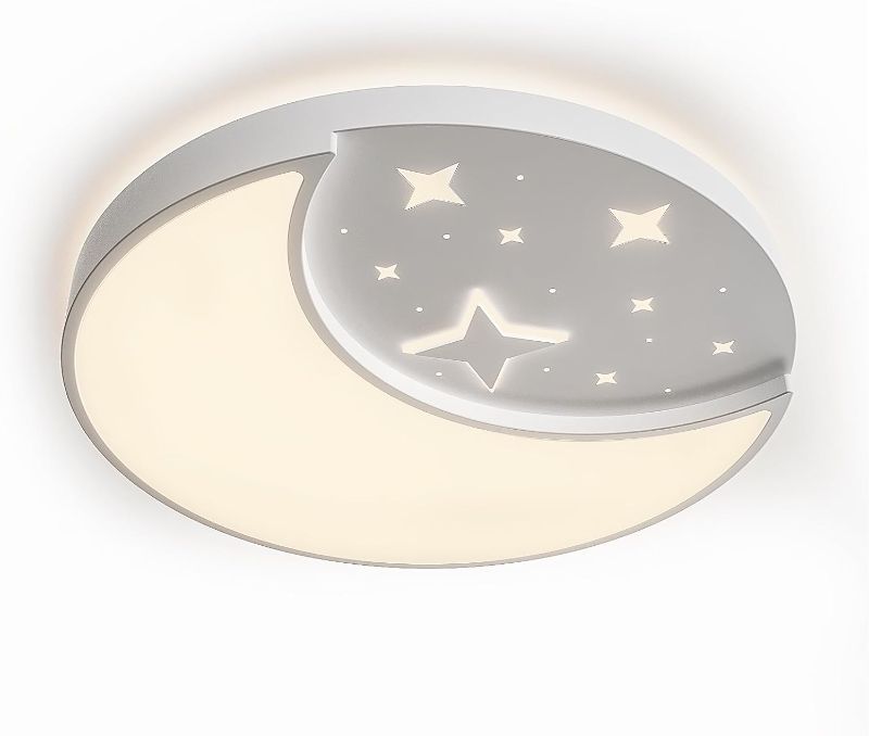 Photo 1 of 15.75 Inch Flush Mount Ceiling Lights for Kids, 30W Large Modern LED Ceiling Lamp, 3000K/4500K/6500K Selectable, Moon and Star Ceiling Light Fixture for Children's Room Bedroom Nursery Playroom
