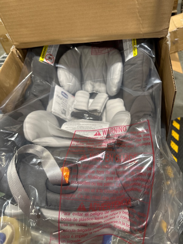 Photo 3 of Chicco KeyFit 30 ClearTex Infant Car Seat and Base, Rear-Facing Seat for Infants 4-30 lbs, Includes Infant Head and Body Support, Compatible with Chicco Strollers, Baby Travel Gear | Slate/Grey Slate KeyFit 30 with Cleartex Fabric