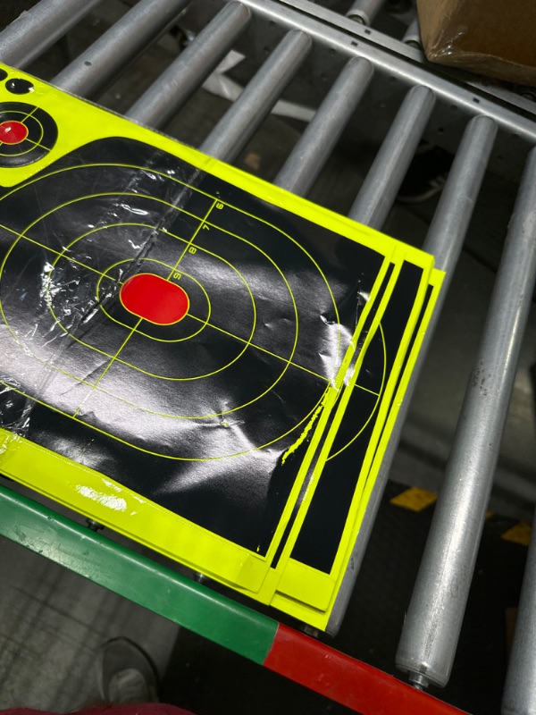 Photo 3 of 12 x 18 Splatter Target Pack of 25. Highly Visible Shooting Sports Targets for Indoor/Outdoor Range Time. High Contrast Color Allows You to Easily Witness Landed Shots for Immediate Visual Feedback

*SCRATCH ON FIRST SHOOTING TARGER*