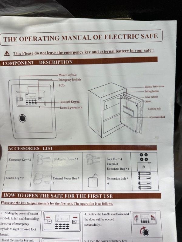 Photo 5 of 2.7 Cuft Extra Large Safe Box Fireproof Waterproof with Fireproof Document Bag, 2 Removable Shelf, Lock Box Cabinet, Anti-Theft LCD Digital Security Home Fire Safe for Money Firearm Medicines