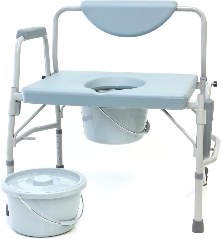 Photo 1 of AireMed 3 in 1 Heavy Duty Bedside Commode or Over Toilet Bariatric Commode - Extra Commode Bucket & Lid Set – 500lb Weight Capacity – Seat Height Adjustable - Extra-Wide Seat - Anti Slip Tips

*NOT EXACT PITURE*