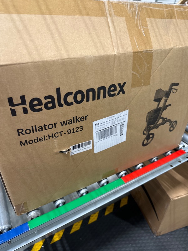 Photo 1 of Healconnex Rollator Walkers for Seniors-Folding Rollator Walker with Seat and Four 8-inch Wheels-Medical Rollator Walker with Comfort Handles and Thick Backrest-Lightweight Aluminium Frame and Basket Red