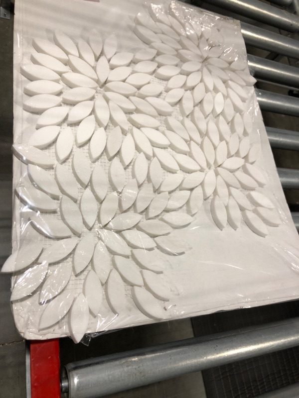 Photo 2 of Daisy Flower 10"x12" Carrara with Marble Thassos Polished Mosaic Tile for Kitchen Backsplash Bathroom Wall Flooring Shower