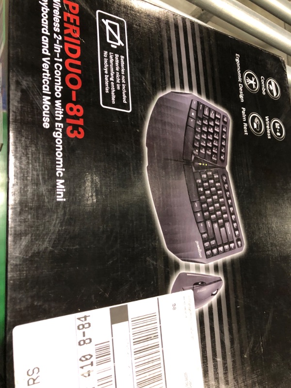 Photo 1 of Perixx PERIDUO-813B US, Wireless Ergonomic Compact Keyboard & Vertical Mouse - Bundle with a 6-Button Ergonomic Vertical Mouse - Black - US English