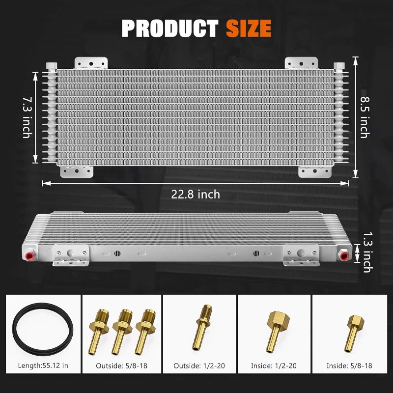 Photo 1 of 40k Transmission Cooler LPD47391 Low Pressure Drop Trans Oil Cooler Compatible with Heavy Duty 40,000 GVW Max including Mounting Hardware, Towing Applications and Advanced Cooling Protection 47391