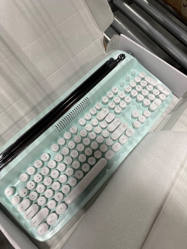 Photo 3 of YUNZII ACTTO B503 Wireless Typewriter Keyboard, Retro Bluetooth Aesthetic Keyboard with Integrated Stand for Multi-Device (B503, Sweet Mint)
