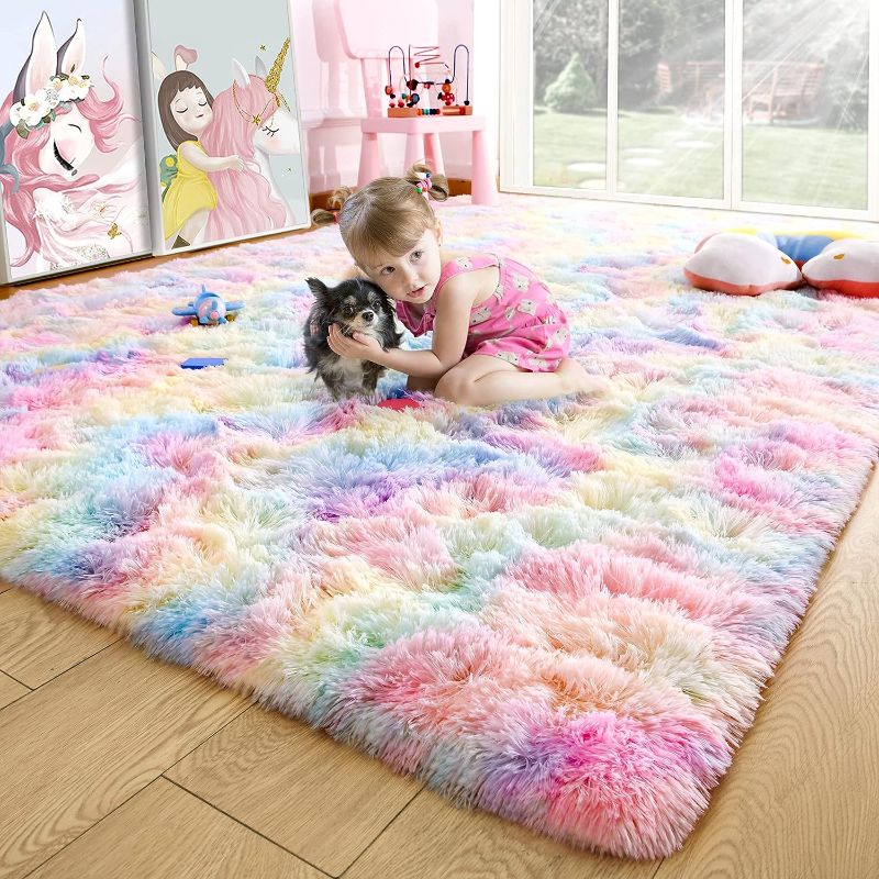 Photo 1 of  Fluffy Rainbow Rug for Girls Bedroom,Pink Rugs for Bedroom Girls,Soft Kids Room Rug,Fuzzy Rainbow Carpet Bedroom Rug,Playroom Shag Rug,Nursery Rugs,Room Decor for Teen Girls
*NOT EXACT PICTURE-UNKNOWN SIZE*