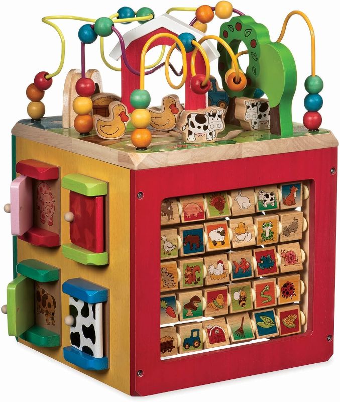 Photo 1 of Battat – Wooden Activity Cube – Farm-Themed Activity Center – Educational Toys – Wooden Toys For Toddlers And Kids – 1 Year + – Farm-Themed Wooden Activity Center