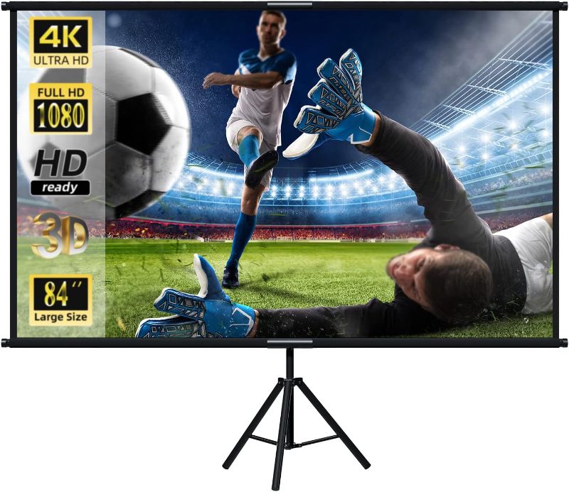 Photo 1 of Projector Screen with Stand,lejiada 84 inch Indoor Outdoor Projection Screen, Portable 16:9 4K HD Movie Screen with Carry Bag Wrinkle-Free Design for
