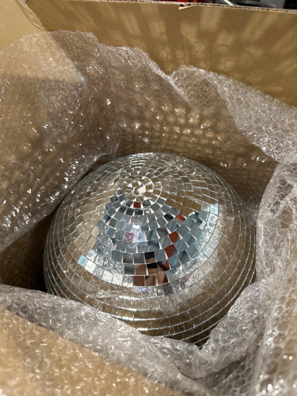 Photo 3 of 12" Disco Ball Mirror Ball Disco Party Decoration Stage Light Dj Light Effect Home Business Christmas Display Decoration Silver
