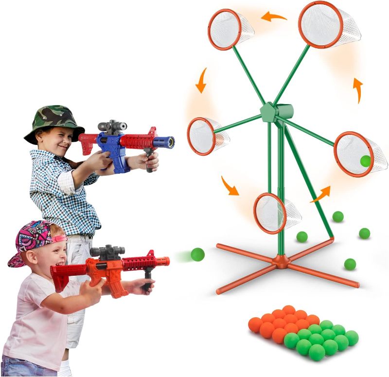 Photo 1 of IFLOVE Shooting Games Toys for Boys,Kids Toys Outdoor Games with 2pk Popper Air Toy Guns & Moving Shooting Target & 24 Foam Balls,Birthday Gift for Boys Age 5 6 7 8 9 10+ Years Old
