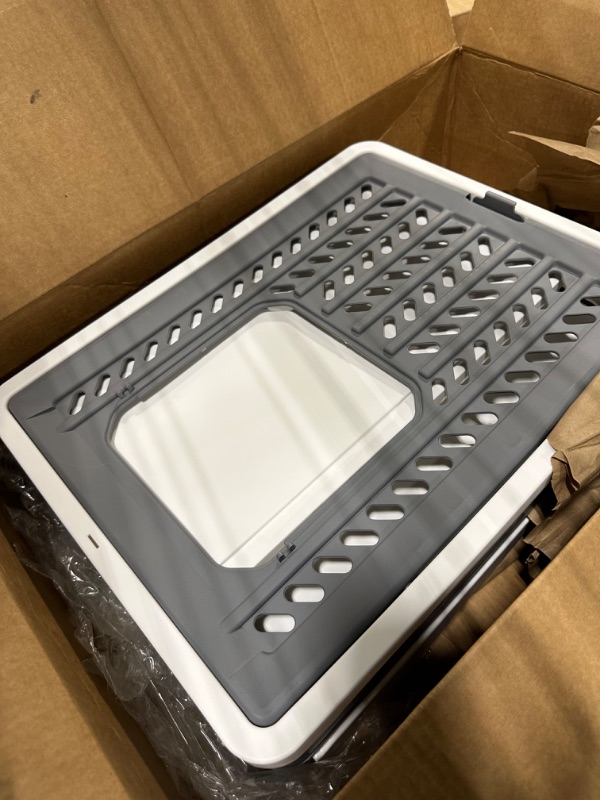 Photo 1 of Apatal Foldable Cat Litter Box with Lid, Enclosed Large Cat Potty with Drawer Anti-Splashing Kitten Toilet Supplies Kitty Pan with Pet Plastic Scoop for Indoor Cats Within 15lbs Easy to Clean Grey