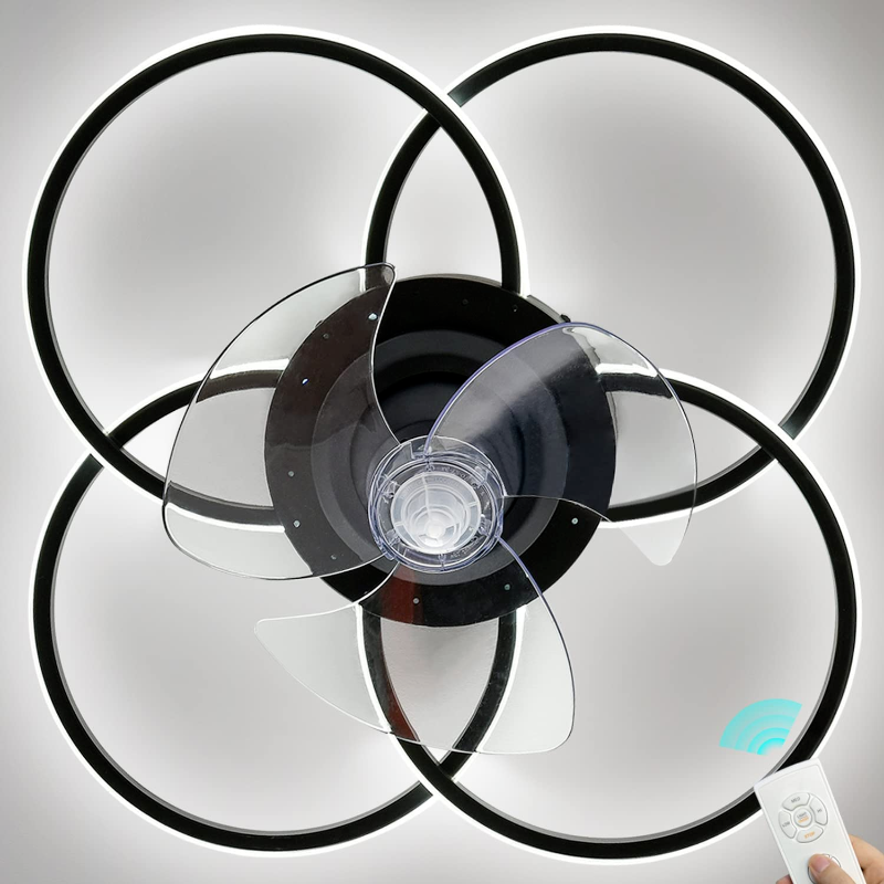 Photo 1 of 23" New Function Pioting Ceiling Fans With Lights Remote, Led Light Warm/White/Natural Color, Bedroom Ceiling Fan With Lights, Elegant Oscillating Ceiling Fan Light For Girls Bedroom, Living Room