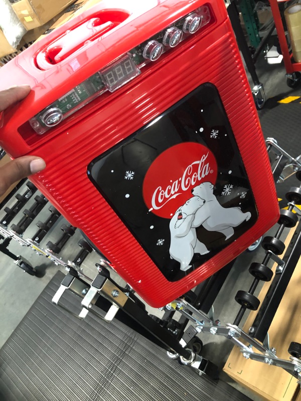 Photo 3 of Coca-Cola Polar Bear 28 Can Cooler/Warmer w/ 12V DC and 110V AC Cords, 25L (28 qt) Portable Mini Fridge w/Display Window, Travel Refrigerator for Snacks Lunch Drinks, Desk Home Office Dorm, Red