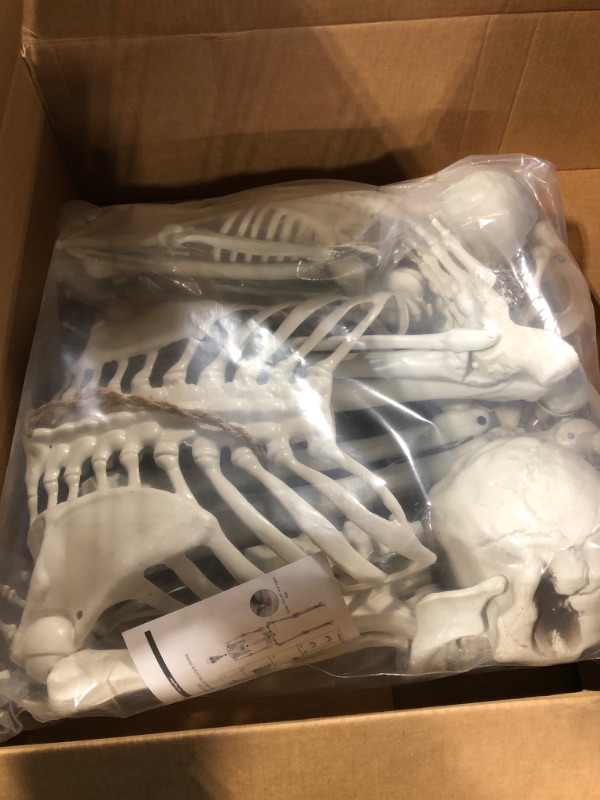 Photo 2 of Lodou Halloween Poseable Skeleton,Adult Skeletons & Child Skeletons,Plastic Human Bones with Movable Joints for Halloween Graveyard Decorations (5.4ft & 3ft)