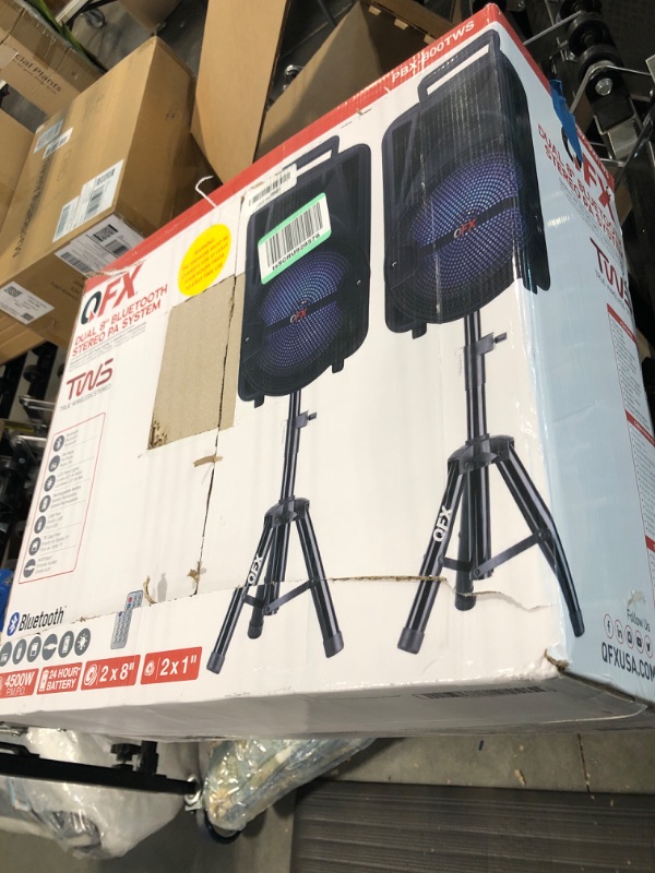 Photo 4 of PBX-800TWS 8-Inch Bluetooth Stereo PA System Comes with 2X 8 Speakers and 2X Stands, 2X Microphones, and a Remote Control