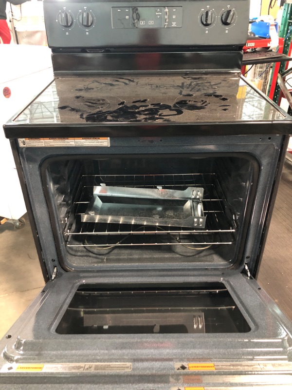 Photo 1 of Whirlpool 30-in Smooth Surface Glass Top 4 Elements 5.3-cu ft Freestanding Electric Range (Black)