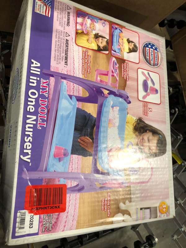 Photo 1 of American Plastic Toys All-in-1 Nursery Playset, Doll Furniture, Crib, Feeding Station, Learn to Nurture and Care, BPA-Free, Ages 3+