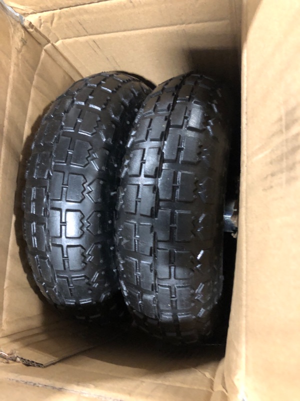 Photo 2 of 2 Pack 4.10/3.50-4" Pneumatic Air Filled Heavy-Duty Wheels/Tires,10" All Purpose Utility Wheels/Tires for Hand Truck/Gorilla Utility Cart/Garden Cart,5/8" Center Bearing,2.25" Offset Hub…