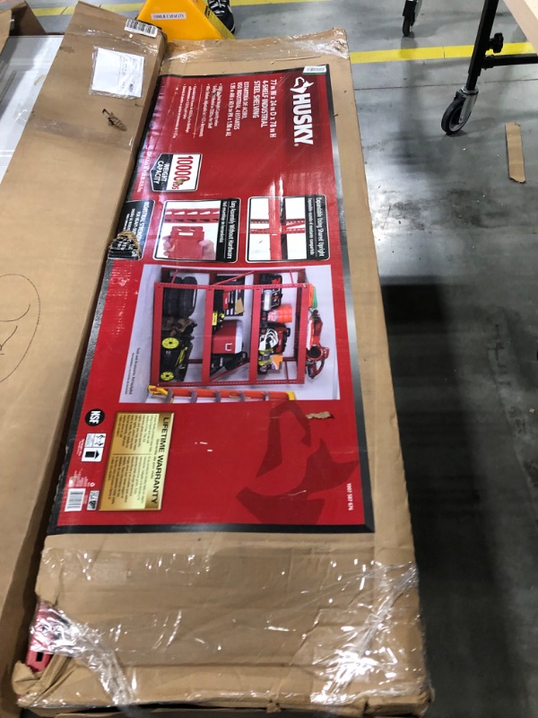 Photo 1 of 4-Tier Industrial Duty Steel Freestanding Garage Storage Shelving Unit in Red (77 in. W x 78 in. H x 24 in. D)