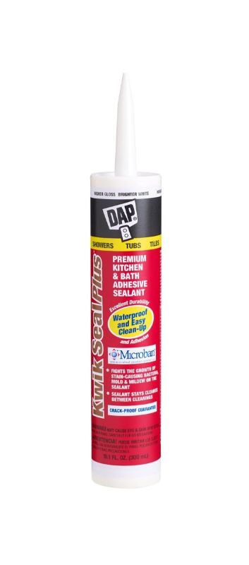 Photo 1 of 12 Pack 10.1 oz. Kwik Seal Plus Premium Kitchen and Bath Adhesive Sealant, White