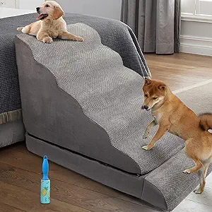 Photo 1 of 30-36 inches High Foam Dog Stairs & Steps for High Beds Tall, LitaiL 30inch 6 Tier Extra Wide Pet Stairs/Steps for High Beds Large Dogs, Non-Slip Dog Ramps for Small Dogs, for Older Dogs/Cats Injured