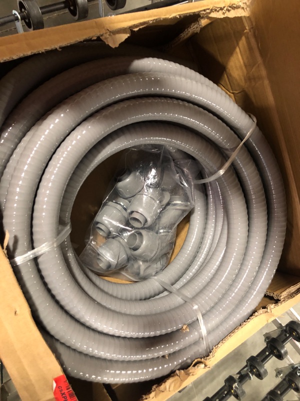 Photo 2 of 3/4inch 50ft Electrical Conduit Kit,with 5 Straight and 3 Angle Fittings Included,Flexible Non Metallic Liquid Tight Electrical Conduit(3/4" Dia, 50 Feet) 3/4IN,50FT