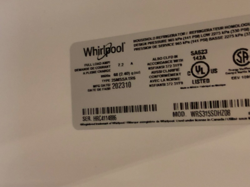 Photo 8 of Whirlpool 24.6-cu ft Side-by-Side Refrigerator with Ice Maker (Fingerprint Resistant Stainless Steel)