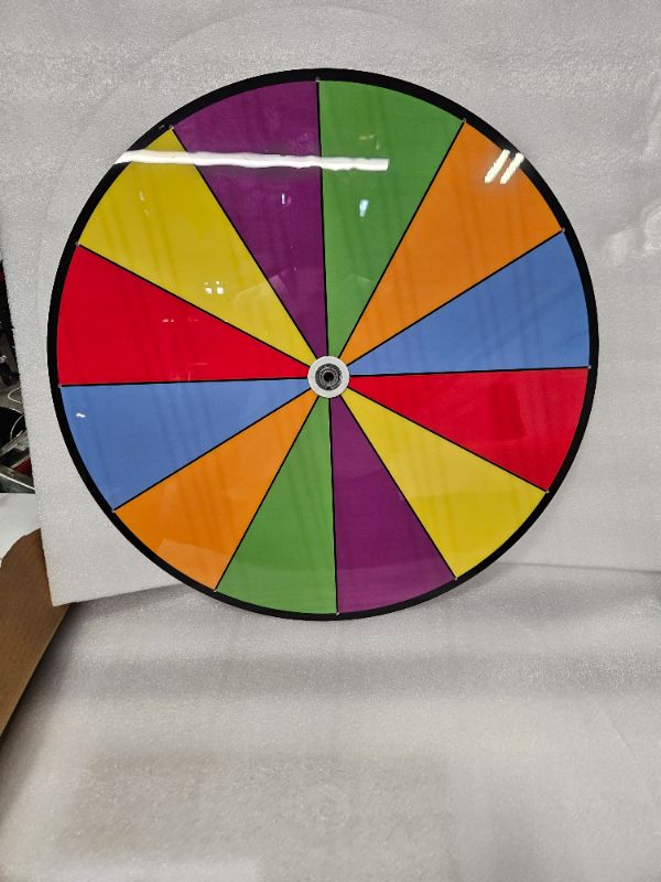 Photo 3 of 24 Inch Spinning Wheel, 12 Slots Color Prize Wheel with Gooseneck Tray, Dry Erase Marker & Eraser, Heavy Duty Spin Wheel for Tabletop or Floor, Roulette Wheel of Fortune for Carnival Game, Trade Show Colors 24inch