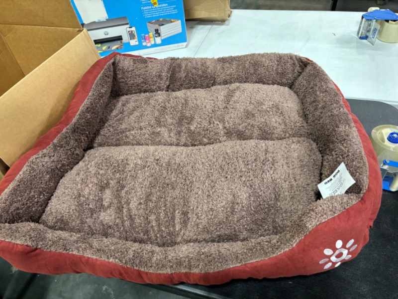 Photo 3 of YONIQUECO Dog Bed Pet Soft Fleece Cuddler Pet Warm Beds for Small Dogs and Cats (Medium, Burgundy) Medium Burgundy