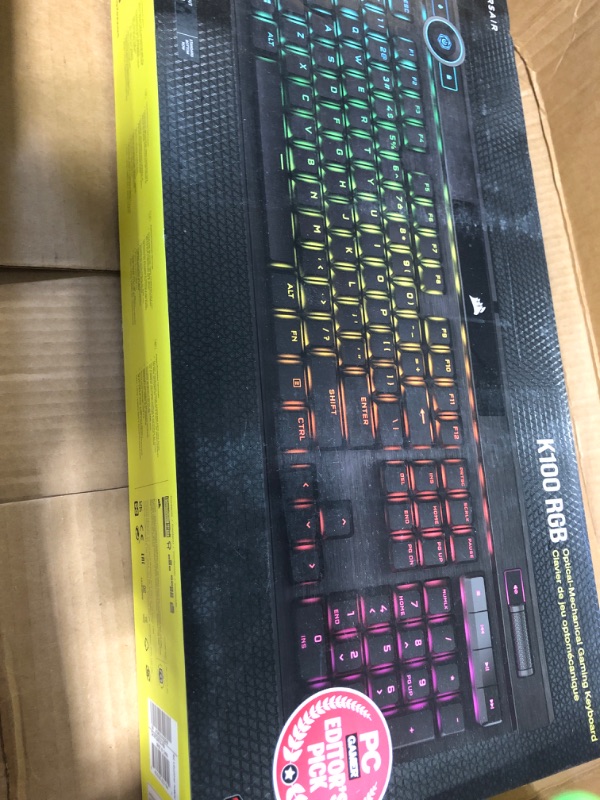 Photo 1 of Corsair K100 RGB Optical-Mechanical Gaming Keyboard - Corsair OPX RGB Optical-Mechanical Keyswitches - AXON Hyper-Processing Technology for 4X Faster Throughput - 44-Zone RGB LightEdge Optical Gaming Keyboard