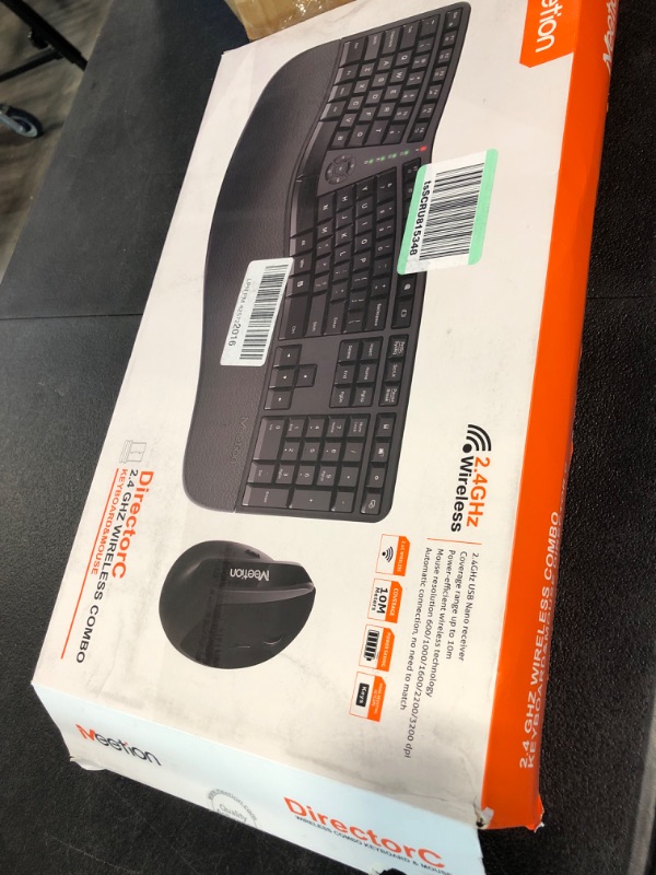 Photo 1 of MEETION Ergonomic Wireless Keyboard and Mouse, Ergo Keyboard with Vertical Mouse, Split Keyboard with Cushioned Wrist, Palm Rest, Natural Typing, Rechargeable, Full Size, Windows/Mac/Computer/Laptop