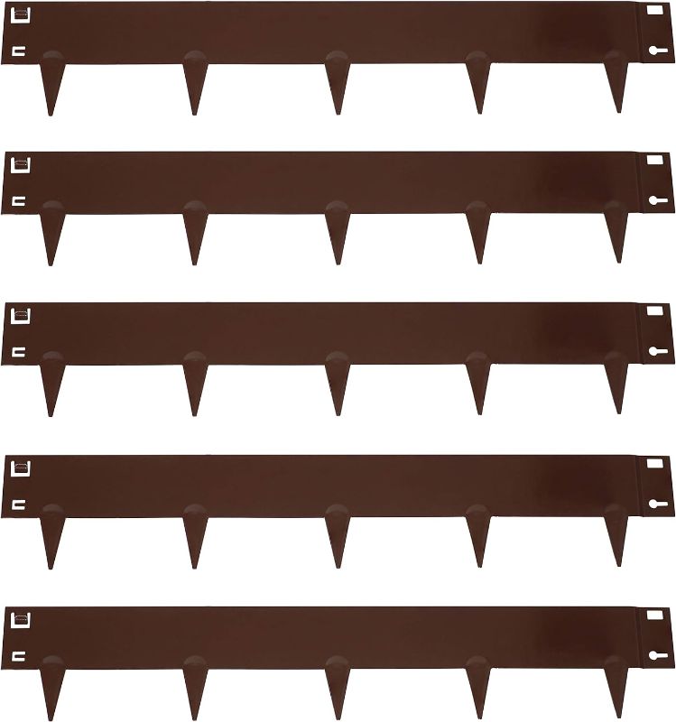 Photo 1 of 42 in. BROWN Steel Metal Landscape Edging Border (Set of 5)