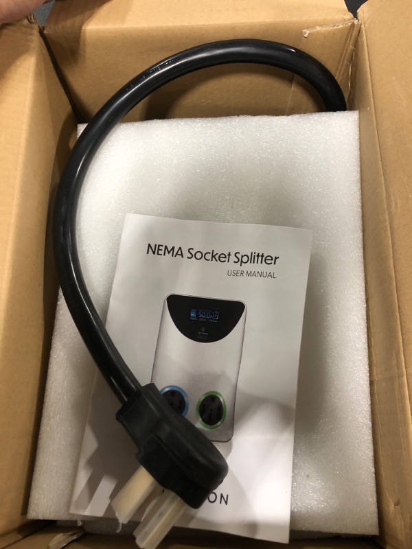 Photo 1 of Lectron NEMA Socket Splitter for Level 2 EV Charger Installation - Power Your EV Charger and High-Powered Appliance from The Same Outlet (30 Amp NEMA 10-30 to NEMA 10-30 Splitter)