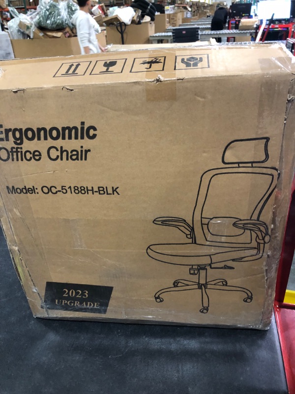 Photo 2 of Duramont Ergonomic Office Chair - Adjustable Desk Chair with Lumbar Support and Rollerblade Wheels - High Back Chairs with Breathable Mesh - Thick Seat Cushion, Head, and Arm Rests - Reclines