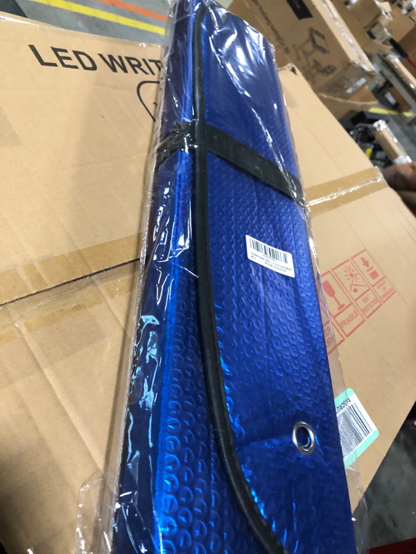 Photo 1 of Windshield Sunshade-Thicken 5-Layer Bubble Block Heat and Sun UV Rays,Front Windshield Sun Shade,Sun Visor for Car- Keeps Your Vehicle Cool - 58 x 27.5 Inch (Dark Blue)