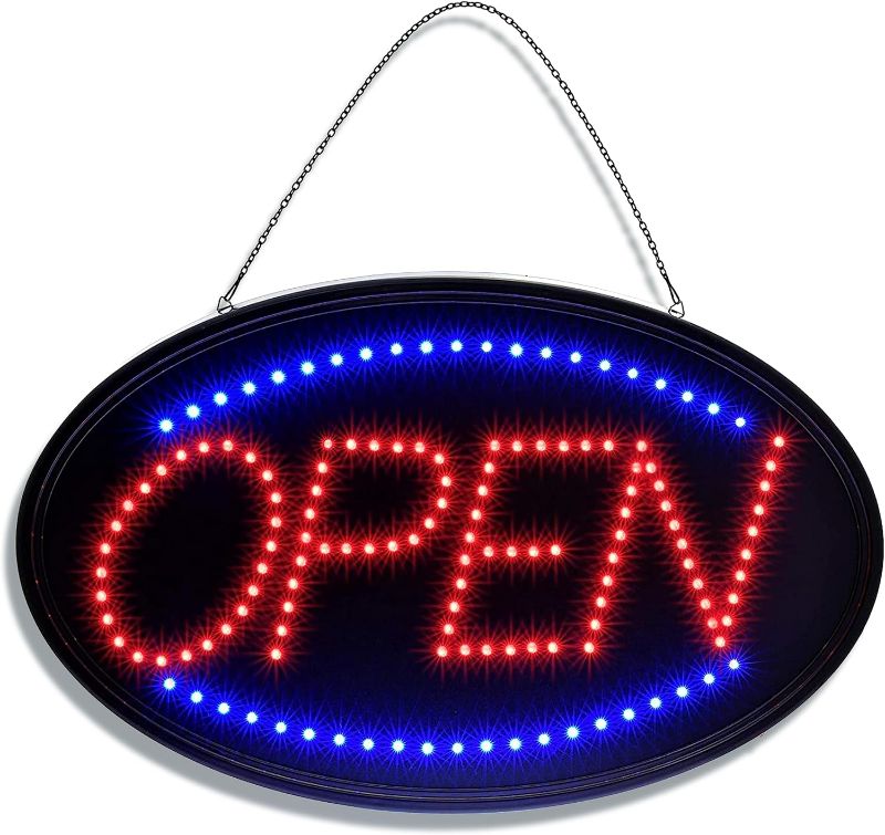 Photo 1 of LED Open Sign, FITNATE Large 23x14 inch Business Open Sign with Remote Electric Display Sign,2 Modes Flashing & Steady Lights for Business, Shop, Bar, Hotel Red