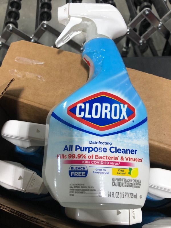 Photo 1 of 24 oz. Crisp Lemon Scent Bleach Free Disinfecting All-Purpose Cleaner Spray (9-Pack)
