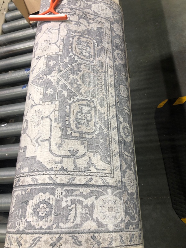 Photo 1 of Stain Resistant Machine Washable Area Rugs Runner for Hallways No Crease Rubber Backing - Non Skid - Bedroom Kitchen Living & Laundry Room Carpet - Vintage Floor Mat Family & Pet Friendly 2'6"x6' 2'6"x6' Traditional - Ivory -Grey