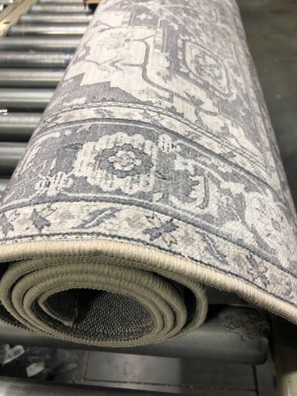 Photo 1 of Stain Resistant Machine Washable Area Rugs Runner for Hallways No Crease Rubber Backing - Non Skid - Bedroom Kitchen Living & Laundry Room Carpet - Vintage Floor Mat Family & Pet Friendly 2'6"x6' 2'6"x6' Traditional - Ivory -Grey