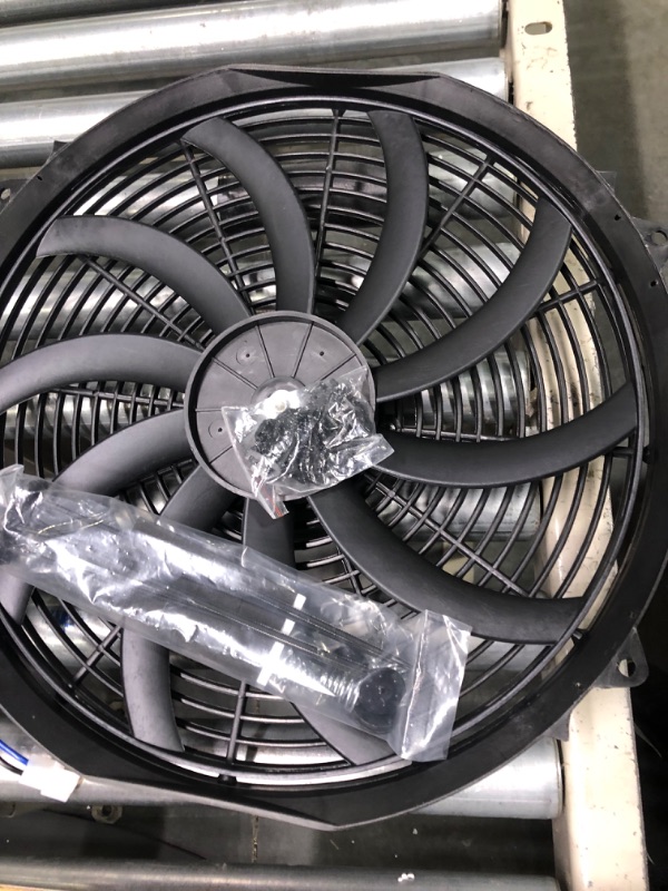 Photo 3 of 16" inch Universal Slim Fan Push Pull Electric Radiator Cooling 12V Mount Kit Black 16 Inch