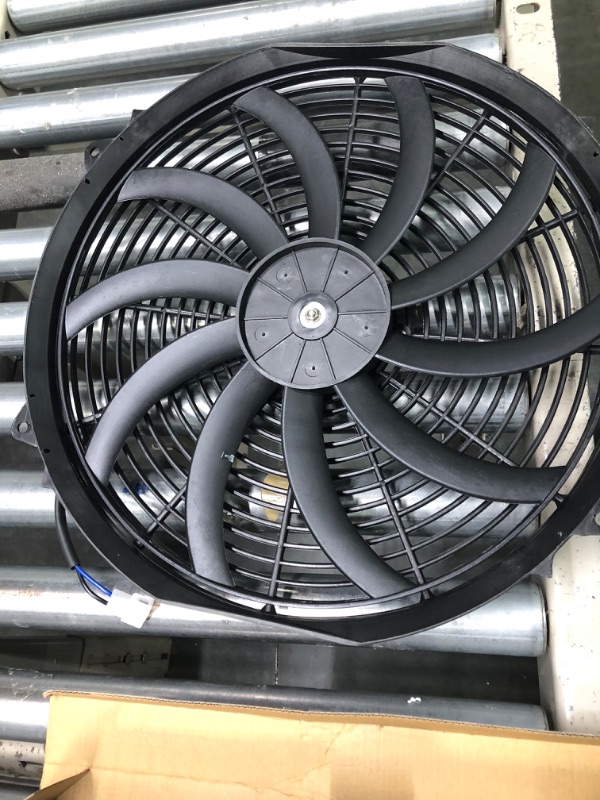 Photo 4 of 16" inch Universal Slim Fan Push Pull Electric Radiator Cooling 12V Mount Kit Black 16 Inch