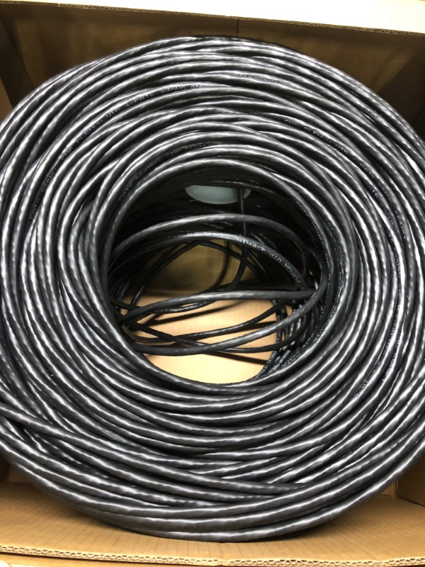 Photo 1 of CAT6 Plenum (CMP) Cable 1000FT | Network Analyzer Test Passed | 23AWG 4Pair, Solid 550MHz Network Cable 10Gigabit UTP, Available in Blue, White, Green, Gray, Black, Red & Yellow Color (Black)