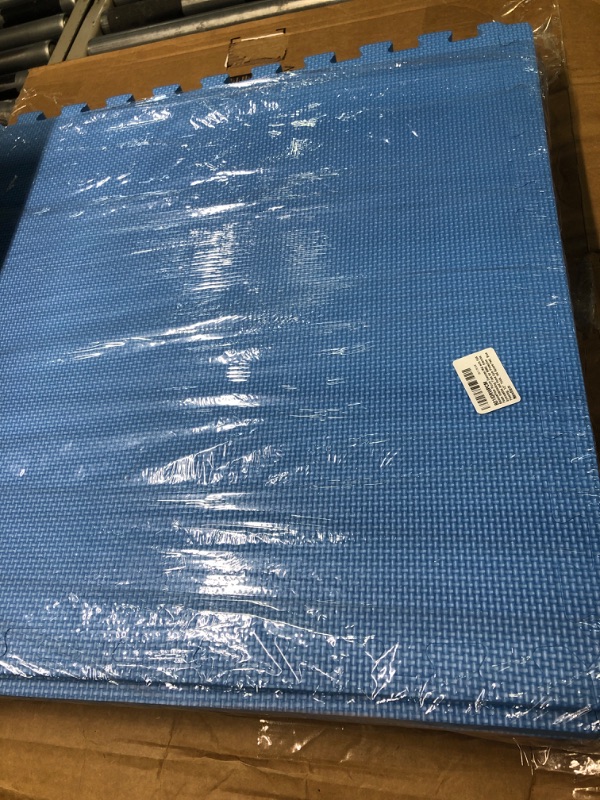 Photo 3 of BalanceFrom Puzzle Exercise Mat with EVA Foam Interlocking Tiles for MMA, Exercise, Gymnastics and Home Gym Protective Flooring, Multiple Sizes Blue 1/2” Thick, 144 Square Feet