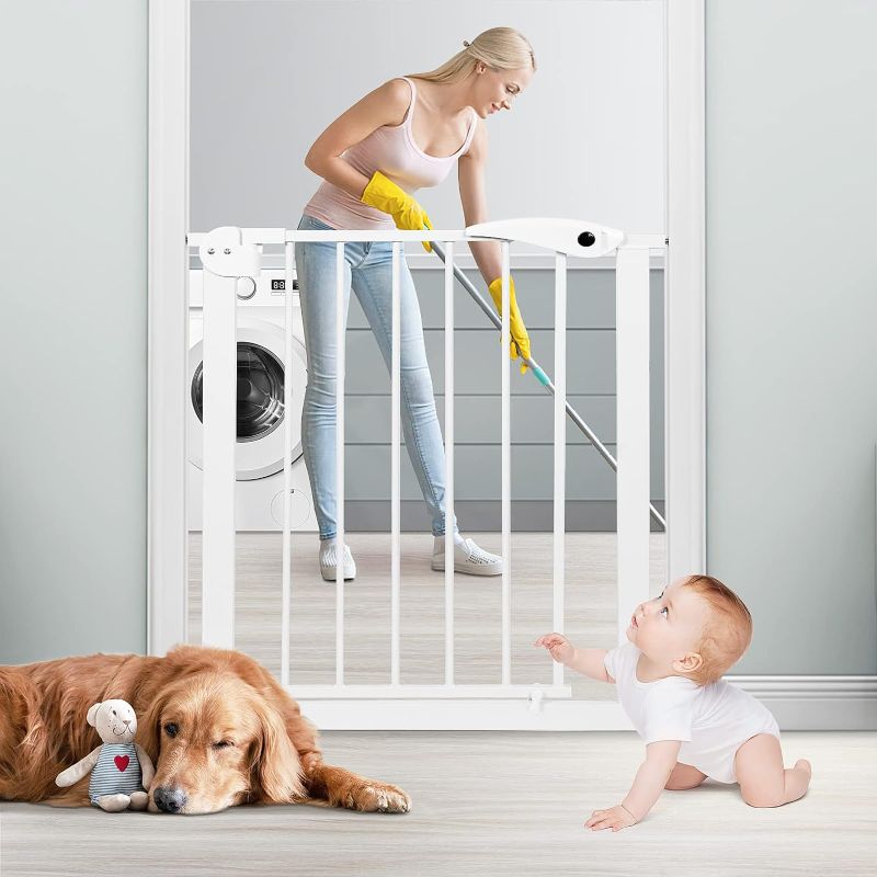 Photo 1 of Baby Gate for Stairs, 29.9" High Safety Pet Gates for Dogs, Fits Between 25.5" and 28.3", Easy Walk Safety Gates for Baby, Easy Install Pressure/Hardware Mounted Dog Gates for House Indoor