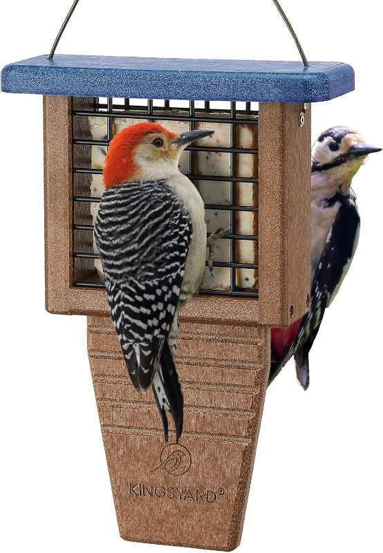 Photo 1 of 
Kingsyard Recycled Plastic Suet Bird Feeder, Tail Prop Suet Feeder for Outside Hanging, Sturdy & Durable, Great for Woodpecker & Clinging Birds, Blue