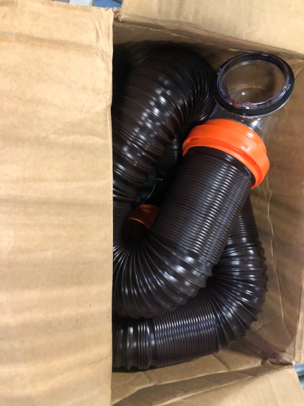 Photo 3 of 
Camco RhinoFLEX 20’ Camper/RV Sewer Hose Kit | Clear Elbow w/ Removable 4-in-1 Adapter & Pre-Attached Swivel Bayonet and Lug Fittings | Sections.