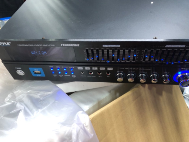 Photo 1 of 6-Channel Bluetooth Hybrid Home Amplifier - 2000W Home Audio Rack Mount Stereo Power Amplifier Receiver w/ Radio, USB/AUX/RCA/Mic, Optical/Coaxial, AC-3, DVD Inputs, Dual 10 Band EQ - Pyle PT6060CHAE 2000 Watt Amplifier